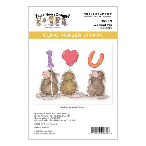 House Mouse Cling Rubber Stamp-We Heart You RSC021 - 813233038548