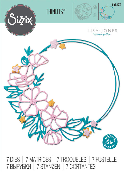 Sizzix Thinlits Dies By Lisa Jones 7/Pkg-Floral Round 666522 - 630454287698