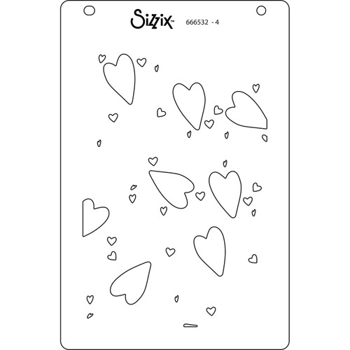 Sizzix A6 Layered Stencils By Kath Breen 4/Pkg-Mark Making Hearts 666532