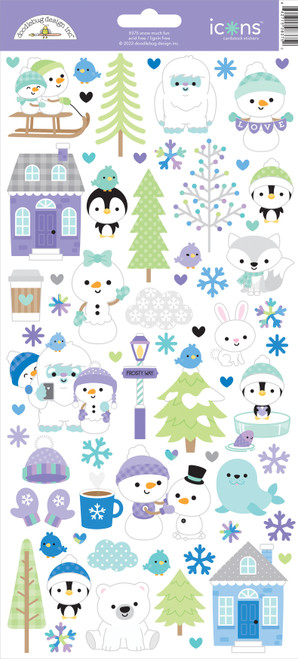 3 Pack Doodlebug Cardstock Stickers-Icons, Snow Much Fun DB8375 - 842715083752