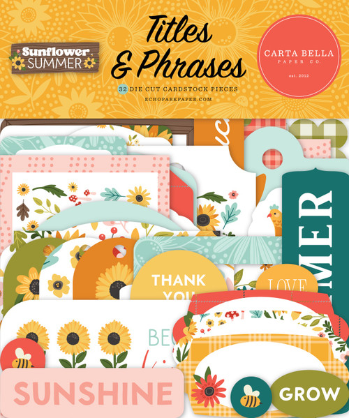 3 Pack - Carta Bella Cardstock Ephemera 33/Pkg-Titles & Phrases, Sunflower Summer - SS368032 - 691835408194 3 Pack - Carta Bella Cardstock Ephemera 33/Pkg-Titles & Phrases, Sunflower Summer - SS368032 - 691835408194