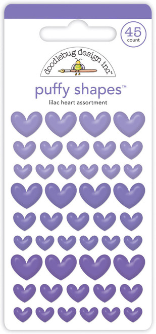 3 Pack Doodlebug Puffy Stickers-Lilac Heart DB7717 - 842715077171