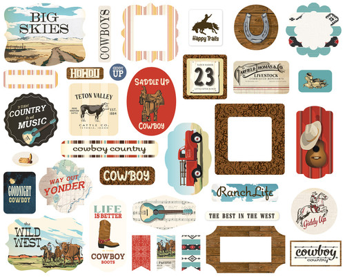 3 Pack Carta Bella Cardstock Ephemera 33/Pkg-Icons, Cowboys BS371024