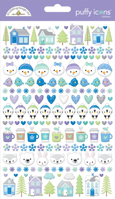 3 Pack Doodlebug Puffy Stickers-Snow Much Fun Icons DB8359 - 842715083592