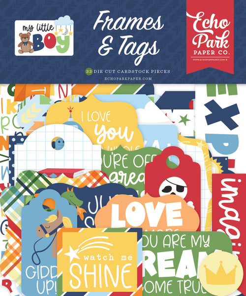 3 Pack Echo Park Cardstock Ephemera 33/Pkg-Frames & Tags, My Little Boy LB357025 - 691835367699