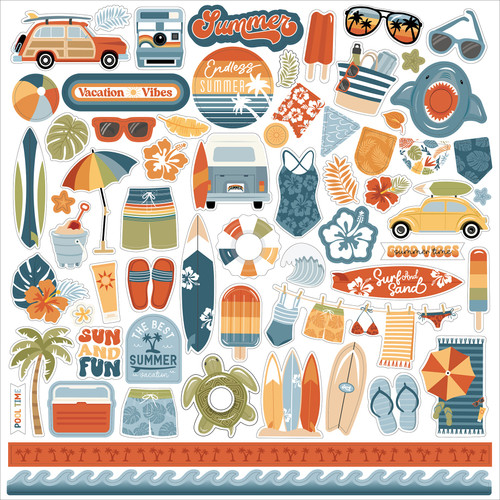 3 Pack Summer Vibes Cardstock Stickers 12"X12"-Elements SV365014 - 691835384290