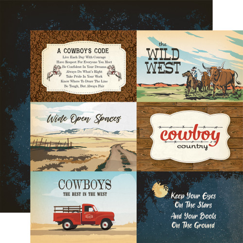 25 Pack Cowboys Double-Sided Cardstock 12"X12"-6X4 Journaling Cards CBCBS12-71011 - 691835396095
