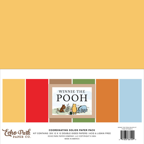 3 Pack Echo Park Solids Collection Kit 12"X12"-Winnie The Pooh, 6 Colors TP363015 - 691835361499