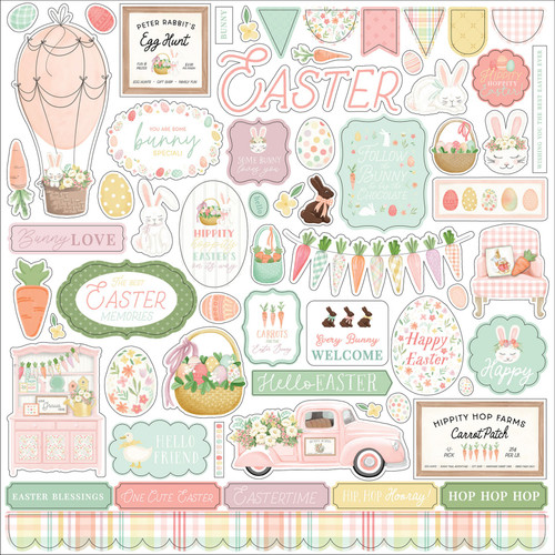 3 Pack Here Comes Easter Cardstock Stickers 12"X12"-Elements CE351014 - 691835345291