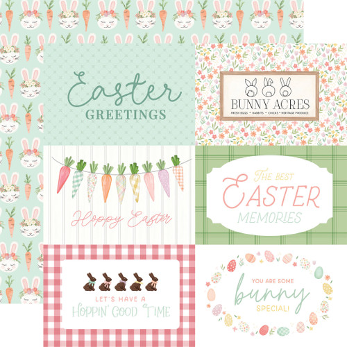 25 Pack Here Comes Easter Double-Sided Cardstock 12"X12"-6X4 Journaling Cards CBHCE12-51012 - 691835345093