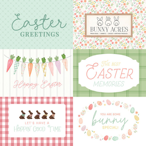 25 Pack Here Comes Easter Double-Sided Cardstock 12"X12"-6X4 Journaling Cards CBHCE12-51012