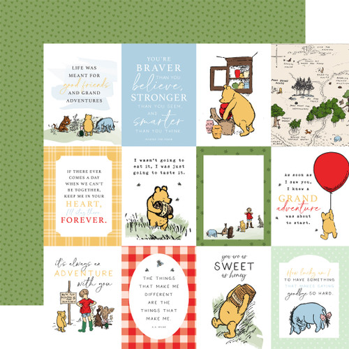 25 Pack Winnie The Pooh Double-Sided Cardstock 12"X12"-3X4 Journaling Cards EWTP12-63002 - 691835359793