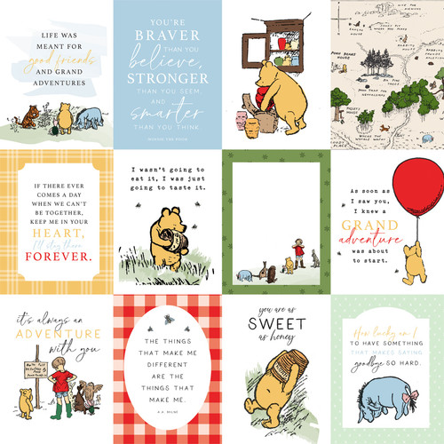 25 Pack Winnie The Pooh Double-Sided Cardstock 12"X12"-3X4 Journaling Cards EWTP12-63002