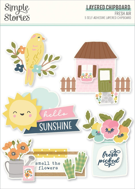 3 Pack - Fresh Air Layered Chipboard Die-Cuts-5/Pkg - FRA21621 - 810112387995