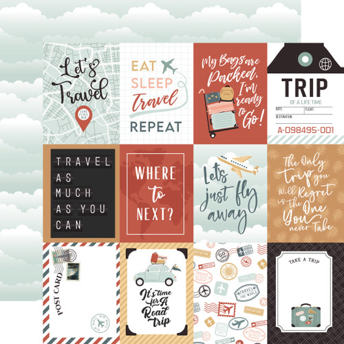 25 Pack Let's Take The Trip Double-Sided Cardstock 12"X12"-3X4 Journaling Cards ELTT12-64006 - 691835357393