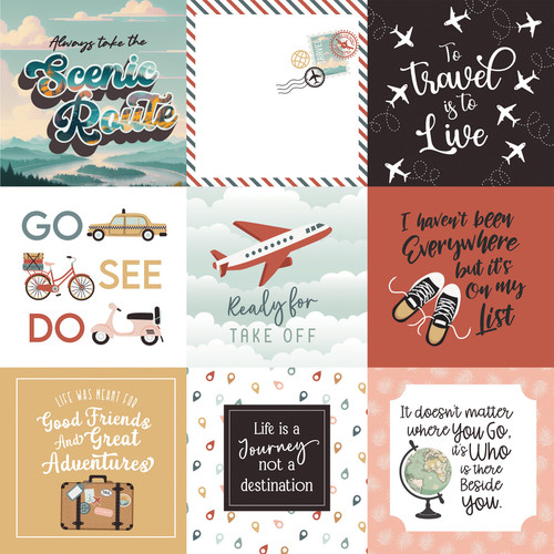 25 Pack Let's Take The Trip Double-Sided Cardstock 12"X12"-4X4 Journaling Cards ELTT12-64009