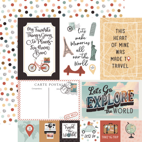 25 Pack Let's Take The Trip Double-Sided Cardstock 12"X12"-Explore Journaling Cards ELTT12-64012 - 691835357997