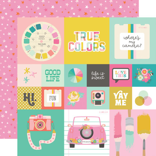 25 Pack True Colors Double-Sided Cardstock 12"X12"-2X2/4X4 Elements TRC12-21813 - 810112388220