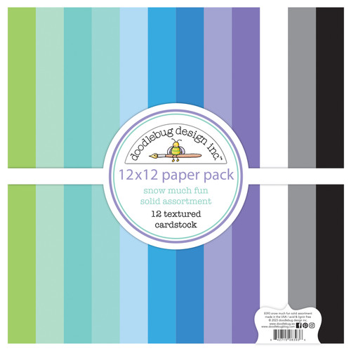 Doodlebug Double-Sided Paper Pack 12"X12" 12/Pkg-Textured, Snow Much Fun - DB8393 - 842715083936