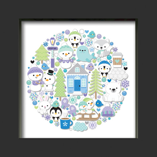 Doodlebug Design Shadow Box Insert Kit-Snow Much Fun - DB8395 Doodlebug Design Shadow Box Insert Kit-Snow Much Fun - DB8395