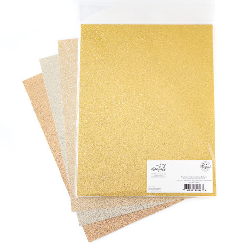 Pinkfresh Studio Essentials Glitter Cardstock 8.5"X12" 12/pk-Metallics, 3 of each color - PF138ES - 736952882561 Pinkfresh Studio Essentials Glitter Cardstock 8.5"X12" 12/pk-Metallics, 3 of each color - PF138ES - 736952882561