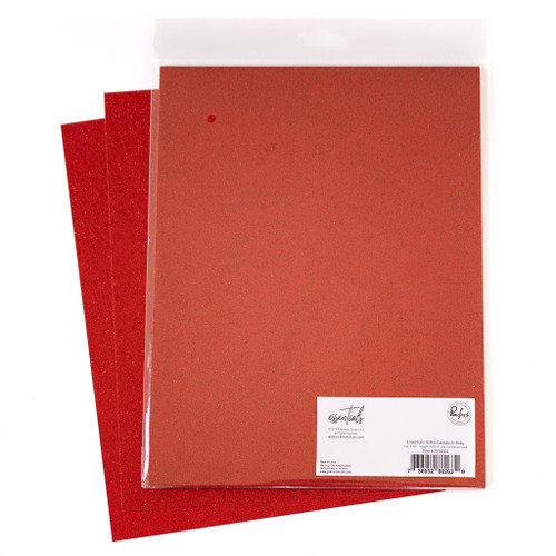 Pinkfresh Studio Essentials Glitter Cardstock 8.5"X11" 6/Pkg-Ruby PFESCD-145 - 736952882639