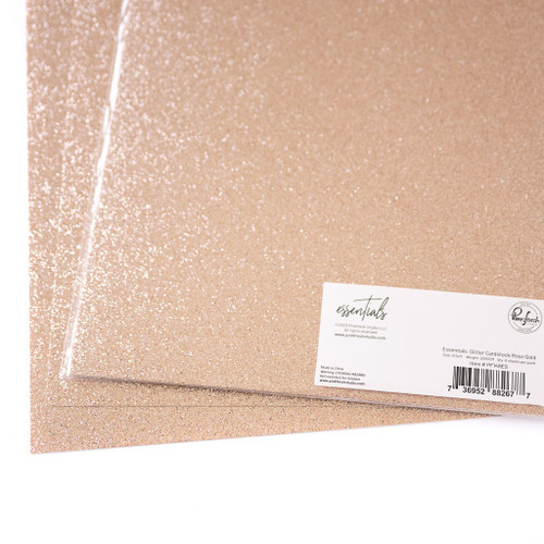 Pinkfresh Studio Essentials Glitter Cardstock 8.5"X11" 6/Pkg-Rose Gold PFESCD-149