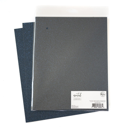 Pinkfresh Studio Essentials Glitter Cardstock 8.5"X11" 6/Pkg-Midnight Navy PFESCD-150 - 736952882684