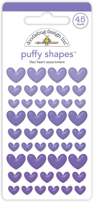 Doodlebug Puffy Stickers-Lilac Heart DB7717 - 842715077171