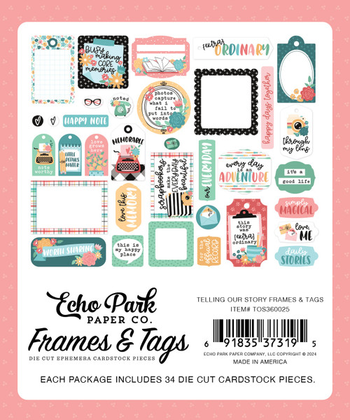 Echo Park Cardstock Ephemera 33/Pkg-Frames & Tags, Telling Our Story OS360025