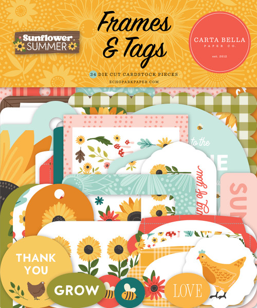 Carta Bella Cardstock Ephemera 33/Pkg-Frames & Tags, Sunflower Summer SS368025 - 691835400198