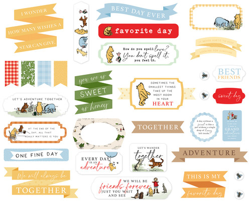 Echo Park Cardstock Ephemera 33/Pkg-Titles & Phrases, Winnie The Pooh - TP363032
