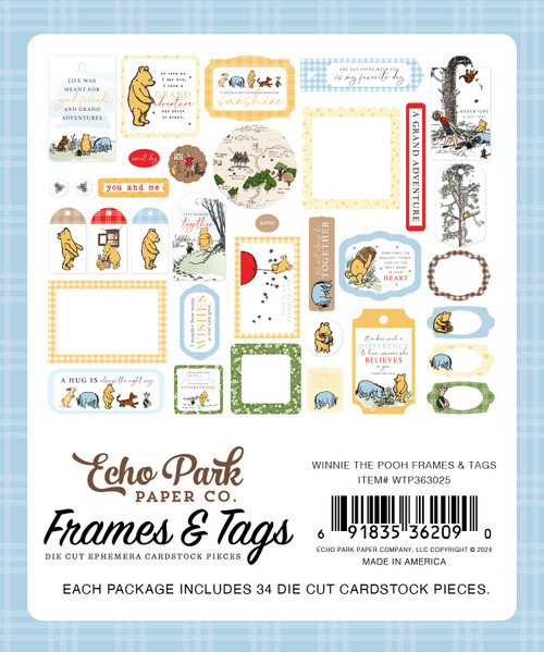 Echo Park Cardstock Ephemera 33/Pkg-Frames & Tags, Winnie The Pooh - TP363025 Echo Park Cardstock Ephemera 33/Pkg-Frames & Tags, Winnie The Pooh - TP363025
