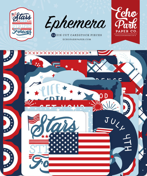 Echo Park Cardstock Ephemera 33/Pkg-Icons, Stars And Stripes Forever - SF369024 - 691835406596