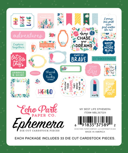 Echo Park Cardstock Ephemera 33/Pkg-Icons, My Best Life BL367024