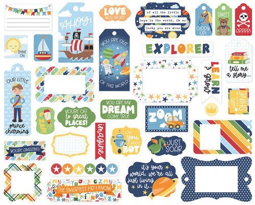 Echo Park Cardstock Ephemera 33/Pkg-Frames & Tags, My Little Boy - LB357025