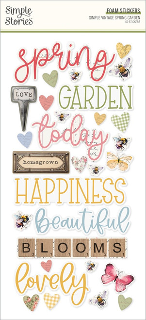 Simple Vintage Spring Garden Foam Stickers-60/Pkg SGD21731 - 810112387599