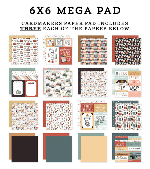 Echo Park Double-Sided Mega Paper Pad 6"x6" 48/Pkg-Let's Take The Trip Cardmakers TT364031