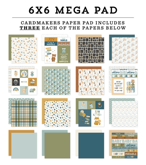 Echo Park Double-Sided Mega Paper Pad 6"x6" 48/Pkg-Special Delivery Baby Boy Cardmakers DB353031