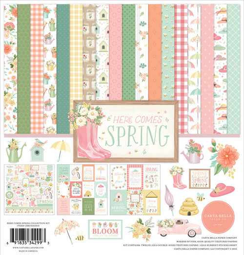 Carta Bella Collection Kit 12"X12"-Here Comes Spring - CS352016 - 691835342993