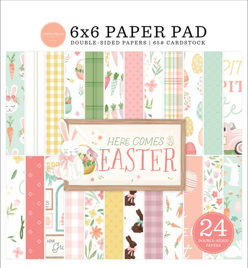 Carta Bella Double-Sided Paper Pad 6"X6" 24/Pkg-Here Comes Easter CE351023 - 691835345895