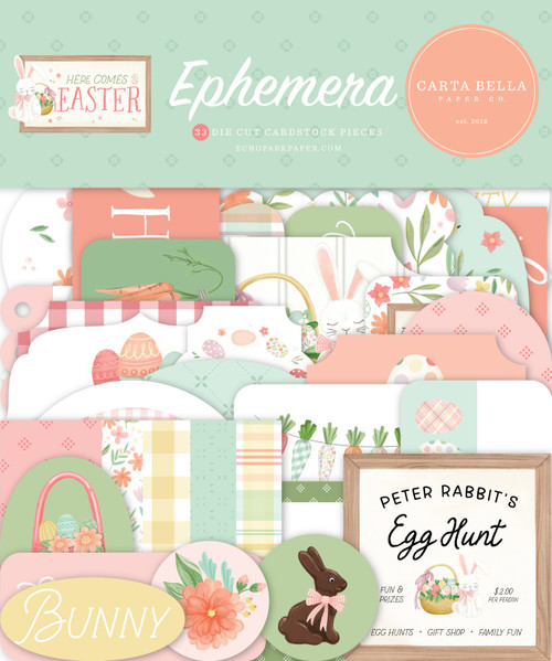 Carta Bella Cardstock Ephemera 33/Pkg-Icons, Here Comes Easter CE351024 - 691835345994