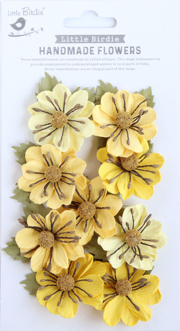 3 Pack - Little Birdie Wendy Paper Flowers 9/Pkg-Sunshine - CR92797 - 8903236752502