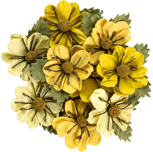 3 Pack - Little Birdie Wendy Paper Flowers 9/Pkg-Sunshine - CR92797