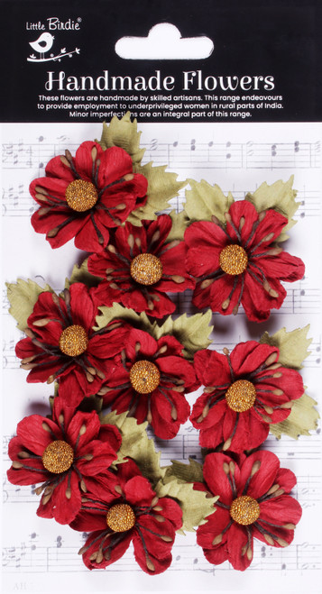 3 Pack Little Birdie Wendy Paper Flowers 9/Pkg-Cardinal Red CR92802 - 8903236752557