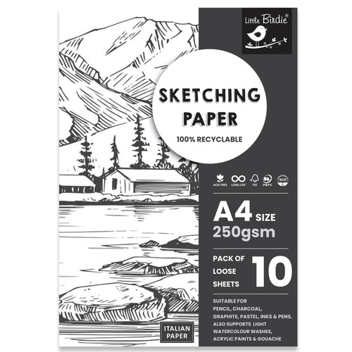 3 Pack Little Birdie Sketching A4 Paper 250gsm-10 Sheets CR94619 - 8903236770728