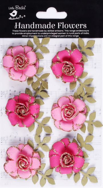3 Pack - Little Birdie Pixie Rose Paper Flowers 6/Pkg-Precious Pink - CR93004 - 8903236754575