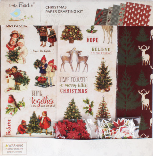 2 Pack Little Birdie Christmas 12"x12" Paper Crafting Kit-Christmas Cheer CR93982 - 8903236764352