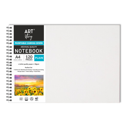 3 Pack - Little Birdie Customizable Canvas Cover Note Book Landscape-A4 - CR91090 - 8903236735437