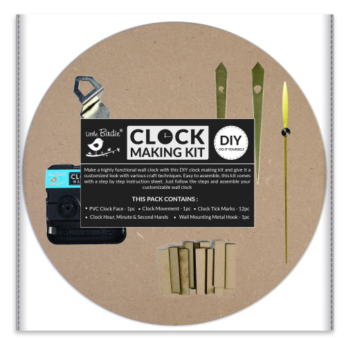 2 Pack Little Birdie MDF Clock Making Kit 2mm Thickness 10"-10" GR5581 - 8903236744095